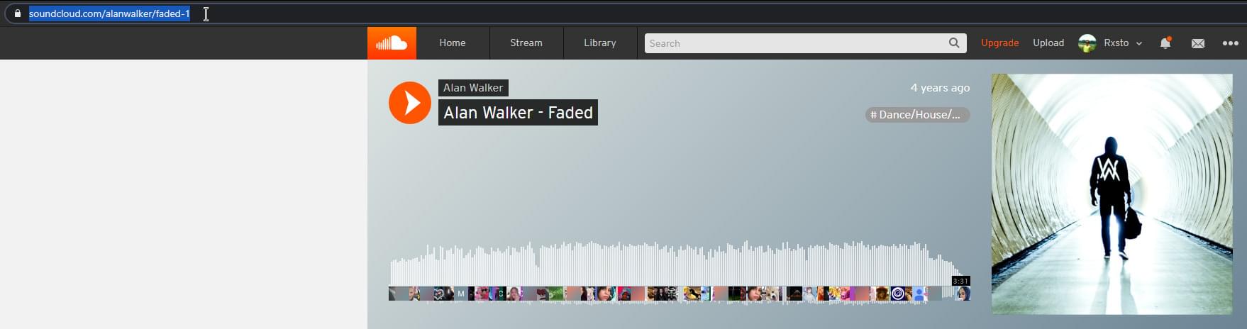 Example of how to copy a Soundcloud link
